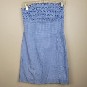 Lilly Pulitzer Blue Gingham Franco Strapless Dress size 4